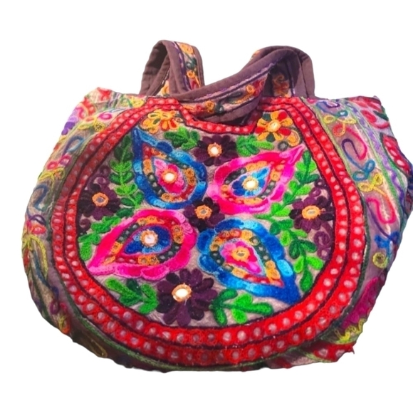 Tribe Azure Handbags - Tribe Azure Handmade Floral Shoulder Bag
